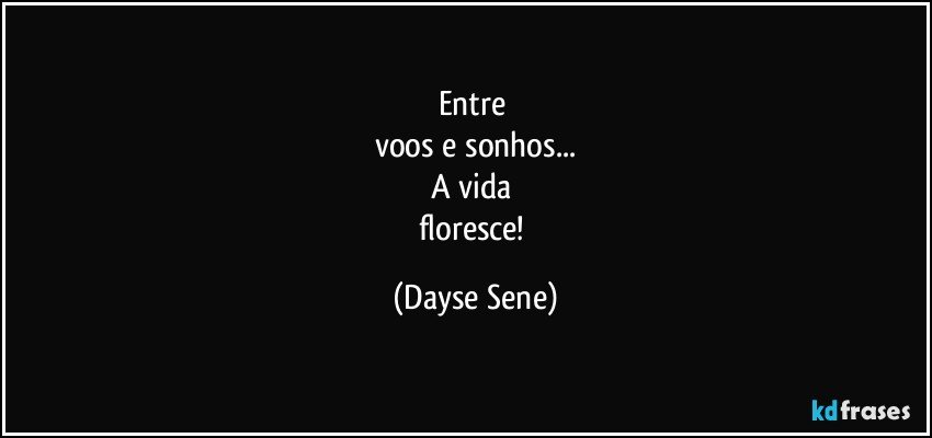 Entre 
voos e sonhos...
A vida 
floresce! (Dayse Sene)