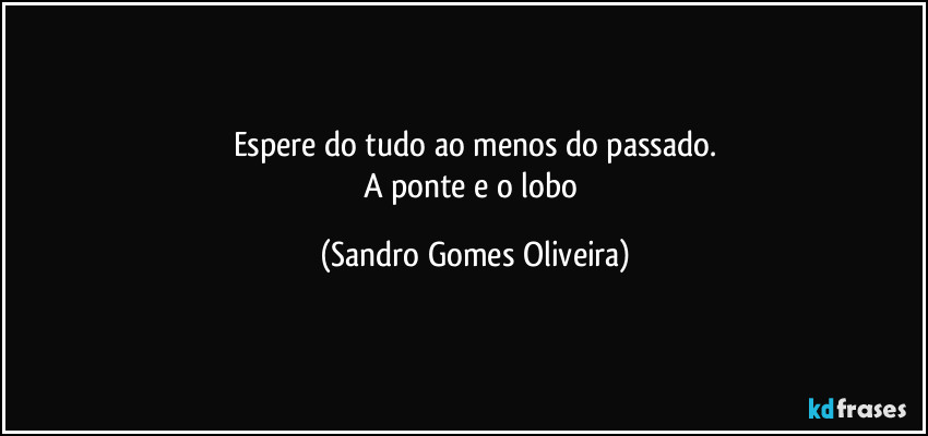 Espere do tudo ao menos do passado.
A ponte e o lobo (Sandro Gomes Oliveira)