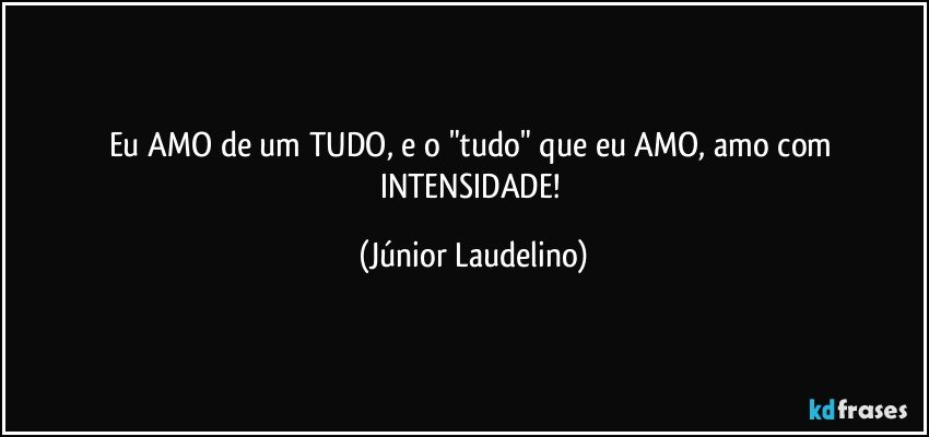 Eu AMO de um TUDO, e o "tudo" que eu AMO, amo com INTENSIDADE! (Júnior Laudelino)