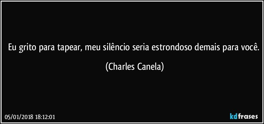 Eu grito para tapear, meu silêncio seria estrondoso demais para você. (Charles Canela)