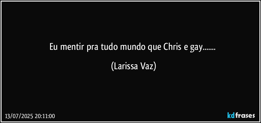 Eu mentir pra tudo mundo que Chris e gay... (Larissa Vaz)