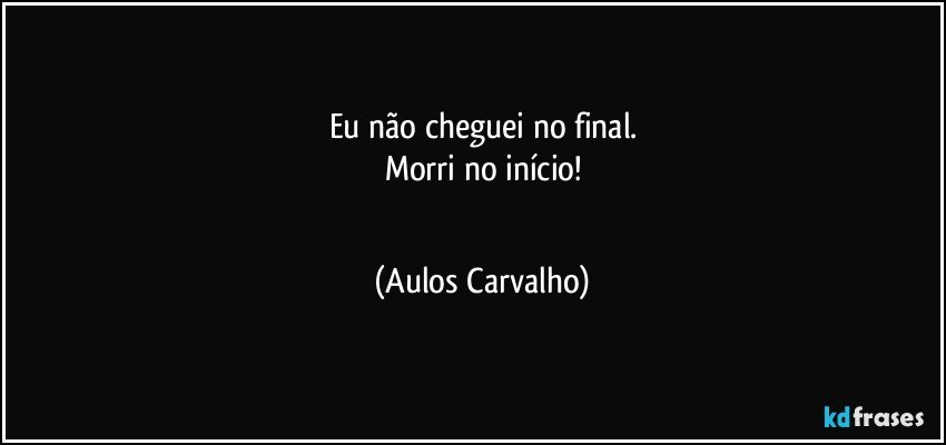 Eu não cheguei no final.
Morri no início!
 (Aulos Carvalho)