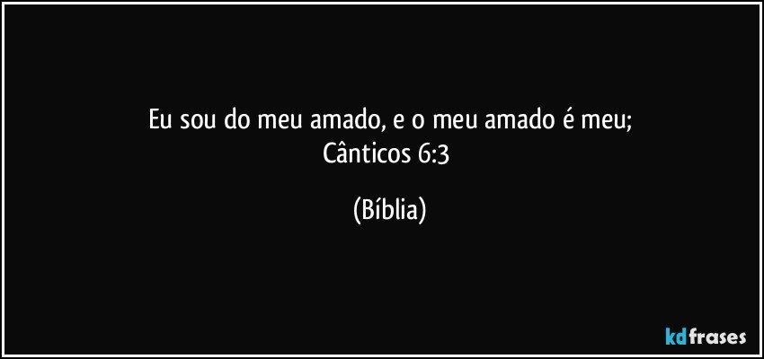 Eu sou do meu amado, e o meu amado é meu;
Cânticos 6:3 (Bíblia)