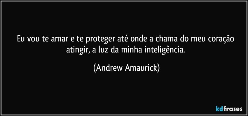 Eu vou te amar e te proteger até onde a chama do meu coração atingir, a luz da minha inteligência. (Andrew Amaurick)