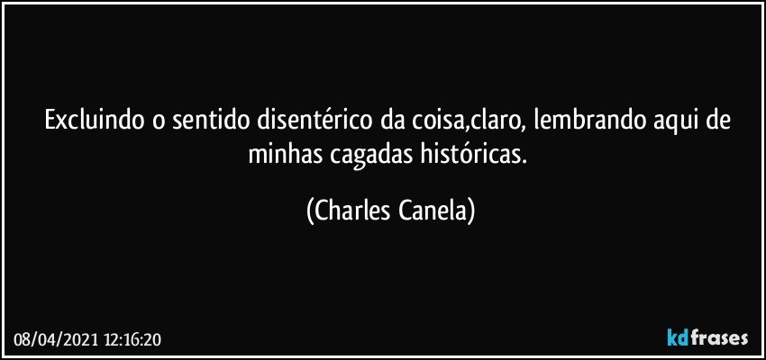 Excluindo o sentido disentérico da coisa,claro, lembrando aqui de minhas cagadas históricas. (Charles Canela)