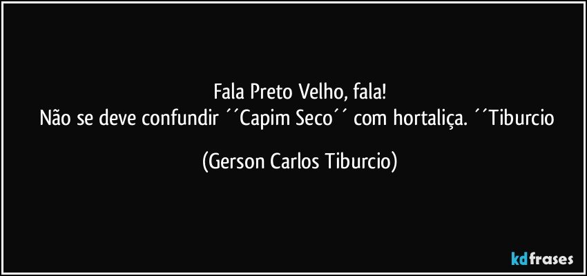 Fala Preto Velho, fala!
Não se deve confundir ´´Capim Seco´´ com hortaliça. ´´Tiburcio (Gerson Carlos Tiburcio)