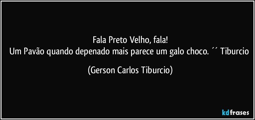 Fala Preto Velho, fala!
Um Pavão quando depenado mais parece um galo choco. ´´ Tiburcio (Gerson Carlos Tiburcio)