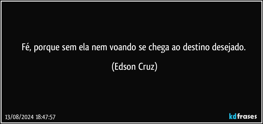 Fé, porque sem ela nem voando se chega ao destino desejado. (Edson Cruz)