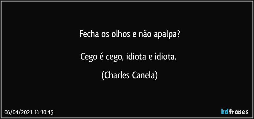 Fecha os olhos e não apalpa?

Cego é cego, idiota e idiota. (Charles Canela)