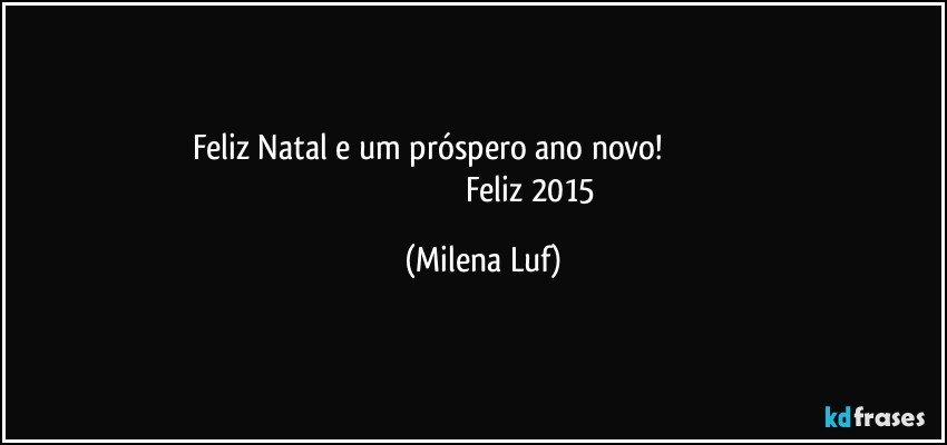 Feliz Natal e um próspero ano novo!                                                                                                   Feliz 2015 (Milena Luf)