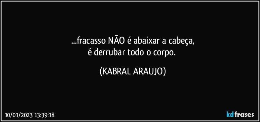 ...fracasso NÃO é abaixar a cabeça,
é derrubar todo o corpo. (KABRAL ARAUJO)