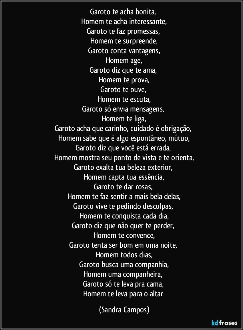 Garoto te acha bonita Homem te acha interessante Garoto te faz promessas Homem