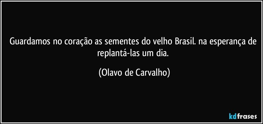 Guardamos no coração as sementes do velho Brasil. na esperança de replantá-las um dia. (Olavo de Carvalho)