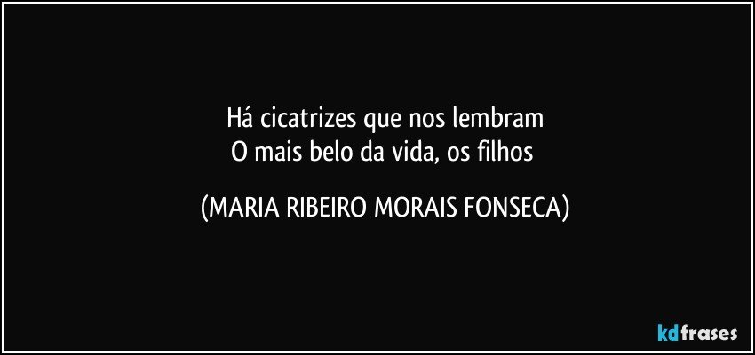 Há cicatrizes que nos lembram
O mais belo da vida, os filhos (MARIA RIBEIRO MORAIS FONSECA)