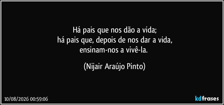 Há pais que nos dão a vida;
há pais que, depois de nos dar a vida,
ensinam-nos a vivê-la. (Nijair Araújo Pinto)