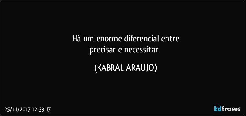 Há um enorme diferencial entre
precisar e necessitar. (KABRAL ARAUJO)