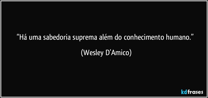 “Há uma sabedoria suprema além do conhecimento humano.” (Wesley D'Amico)