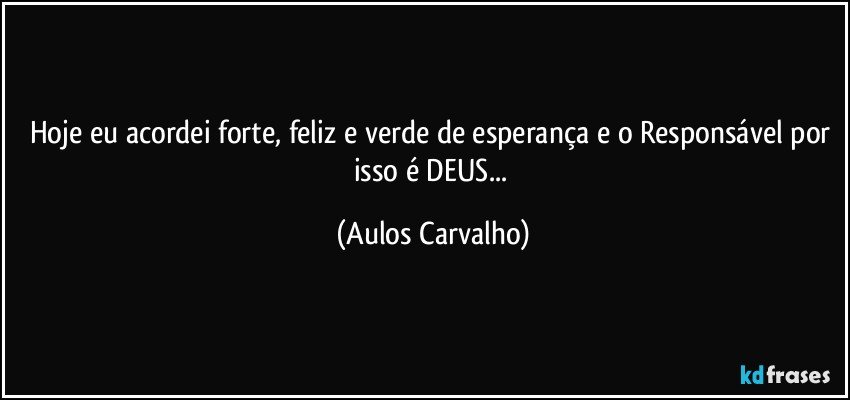 Hoje eu acordei forte, feliz e verde de esperança e o Responsável por isso é DEUS... (Aulos Carvalho)