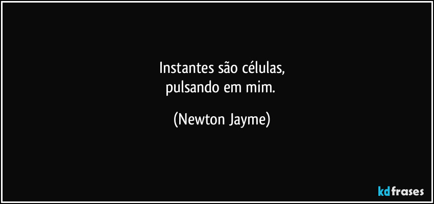 Instantes são células,
pulsando em mim. (Newton Jayme)