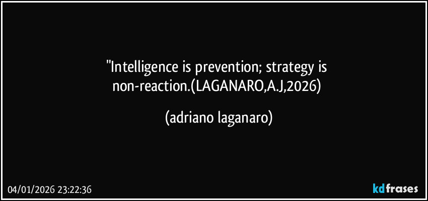 "Intelligence is prevention; strategy is non-reaction.(LAGANARO,A.J,2026) (adriano laganaro)