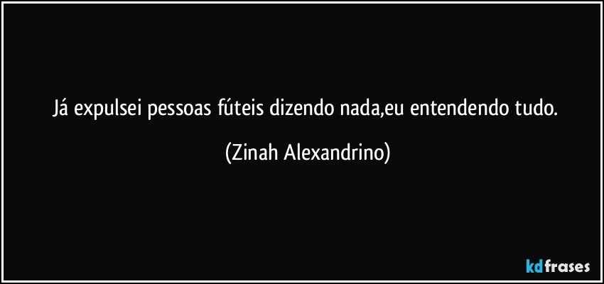 Já expulsei pessoas fúteis dizendo nada,eu entendendo tudo. (Zinah Alexandrino)