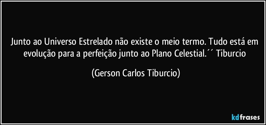 Junto ao Universo Estrelado não existe o meio termo. Tudo está em evolução para a perfeição junto ao Plano Celestial.´´ Tiburcio (Gerson Carlos Tiburcio)