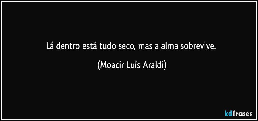 Lá dentro está tudo seco, mas a alma sobrevive. (Moacir Luís Araldi)