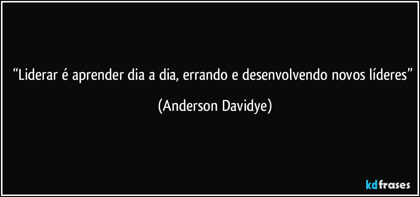 “Liderar é aprender dia a dia, errando e desenvolvendo novos líderes” (Anderson Davidye)