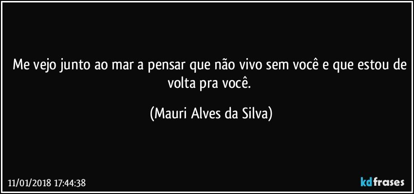 Me vejo junto ao mar a pensar que não vivo sem você e que estou de volta pra você. (Mauri Alves da Silva)