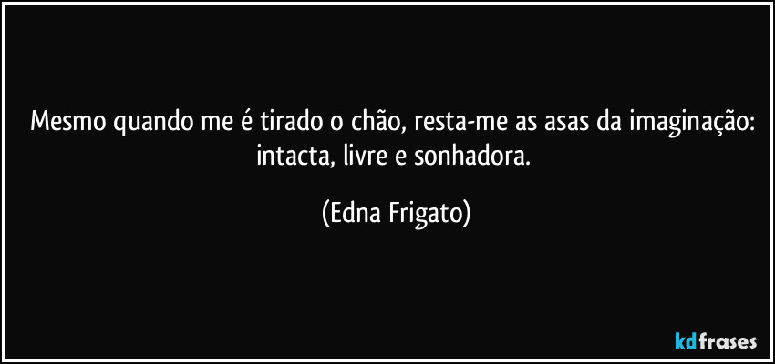 Mesmo quando me é tirado o chão, resta-me as asas da imaginação: intacta, livre e sonhadora. (Edna Frigato)