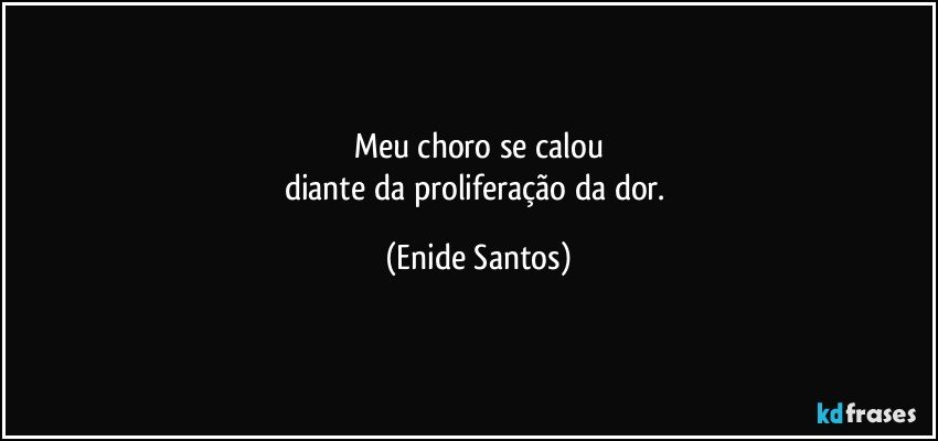 Meu choro se calou
diante da proliferação da dor. (Enide Santos)