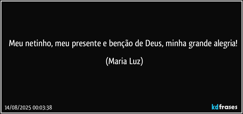 Meu netinho, meu presente e benção de Deus, minha grande alegria! (Maria Luz)