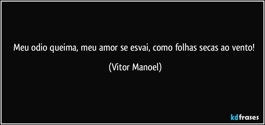 Meu odio queima, meu amor se esvai, como folhas secas ao vento! (Vitor Manoel)