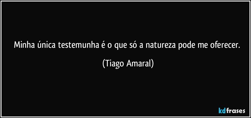 Minha única testemunha é o que só a natureza pode me oferecer. (Tiago Amaral)