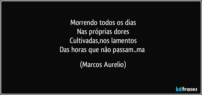 Morrendo todos os dias
Nas próprias dores
Cultivadas,nos lamentos
Das horas que não passam..ma (Marcos Aurelio)