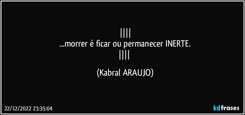 
...morrer é ficar ou permanecer INERTE.
 (KABRAL ARAUJO)