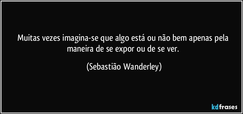 Muitas vezes imagina-se que algo está ou não bem apenas pela maneira de se expor ou de se ver. (Sebastião Wanderley)