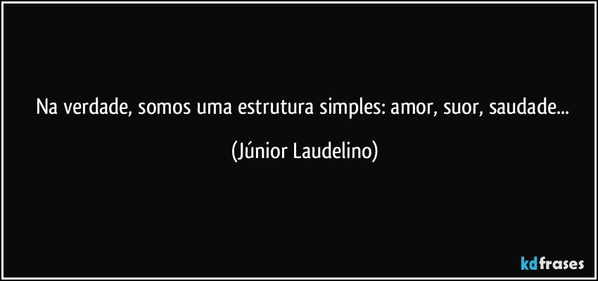 Na verdade, somos uma estrutura simples: amor, suor, saudade... (Júnior Laudelino)