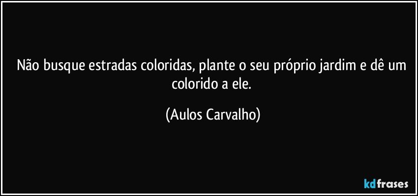 Não busque estradas coloridas, plante o seu próprio jardim e dê um colorido a ele. (Aulos Carvalho)