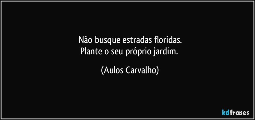 Não busque estradas floridas.
Plante o seu próprio jardim. (Aulos Carvalho)