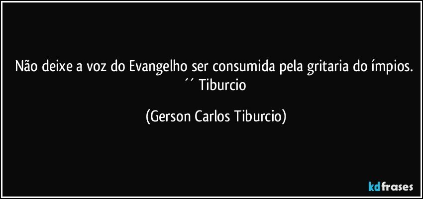 Não deixe a voz do Evangelho ser consumida pela gritaria do ímpios. ´´ Tiburcio (Gerson Carlos Tiburcio)