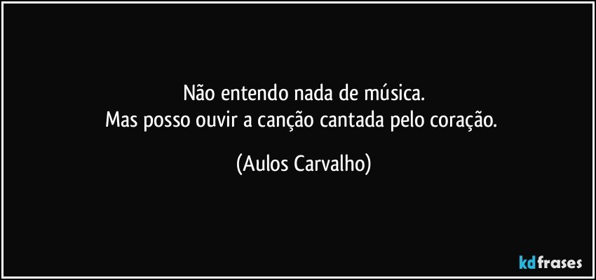 Não entendo nada de música.
Mas posso ouvir a canção cantada pelo coração. (Aulos Carvalho)