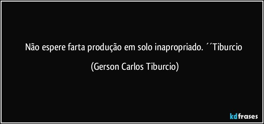 Não espere farta produção em solo inapropriado. ´´Tiburcio (Gerson Carlos Tiburcio)