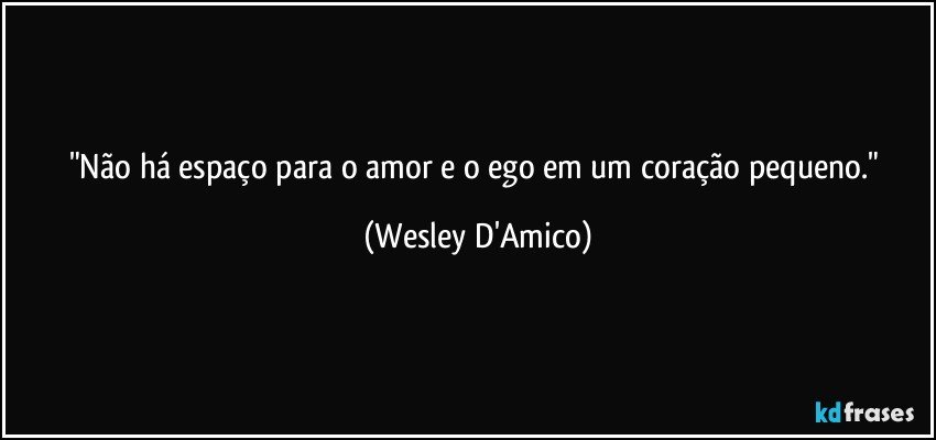 "Não há espaço para o amor e o ego em um coração pequeno." (Wesley D'Amico)