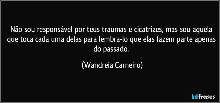 Não sou responsável por teus traumas e cicatrizes, mas sou aquela que toca cada uma delas para lembra-lo que elas fazem parte apenas do passado. (Wandreia Carneiro)