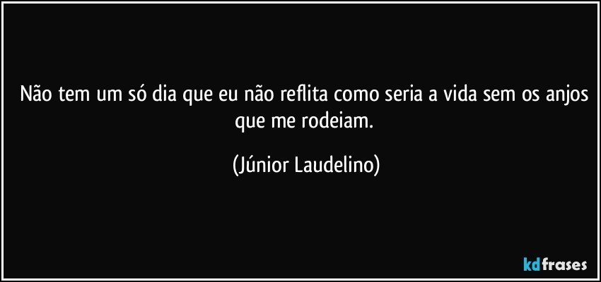 Não tem um só dia que eu não reflita como seria a vida sem os anjos que me rodeiam. (Júnior Laudelino)