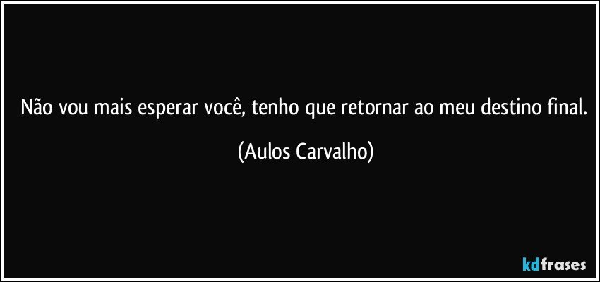 Não vou mais esperar você, tenho que retornar ao meu destino final. (Aulos Carvalho)