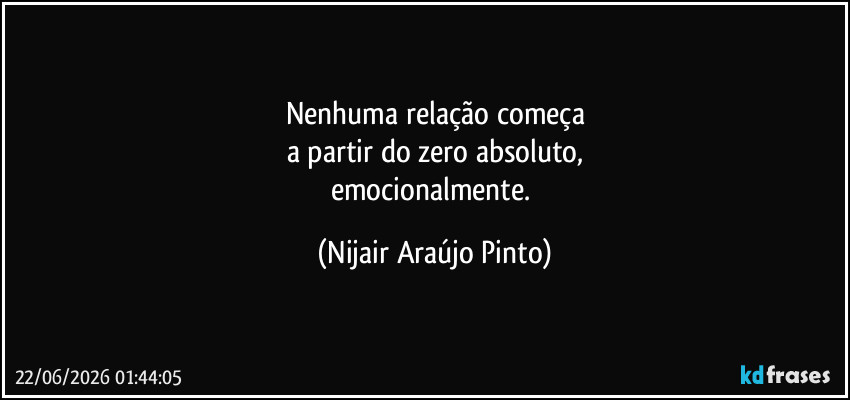 Nenhuma relação começa
a partir do zero absoluto,
emocionalmente. (Nijair Araújo Pinto)