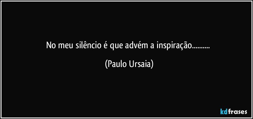 No meu silêncio é que advém a inspiração... (Paulo Ursaia)