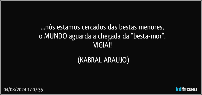 ...nós estamos cercados das bestas menores, 
o MUNDO aguarda a chegada da "besta-mor". 
VIGIAI! (KABRAL ARAUJO)